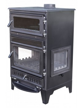 S-107 - 3D Üç Tarafı Camlı Fırınlı Döküm Şömine Soba 